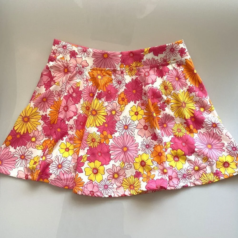 FLORAL YELLOW AND PINK GIRLS SKORTS 10/12